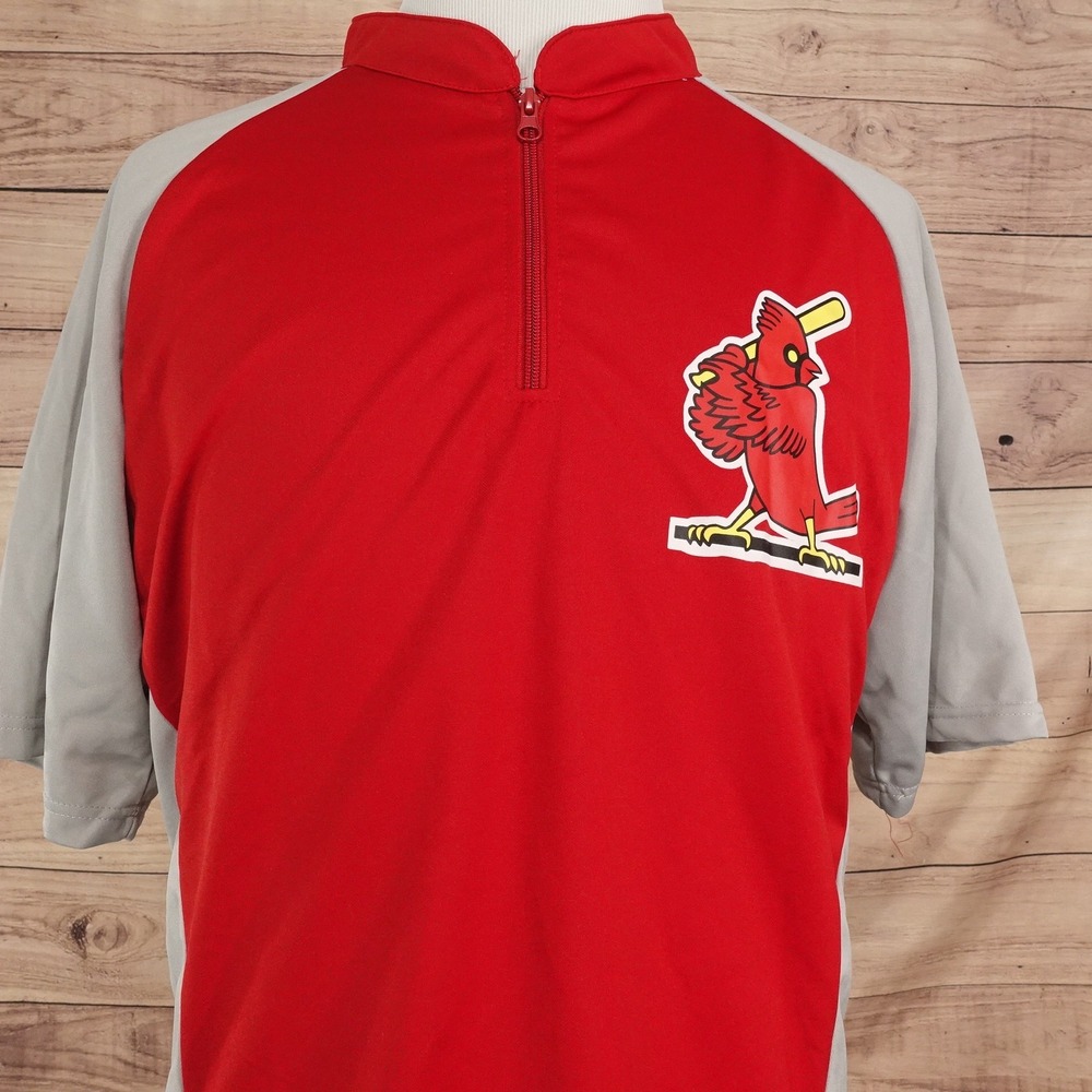 St. Louis Cardinals Shirt Mens XL Red Gray MLB Baseball Quarter Zip Pullover